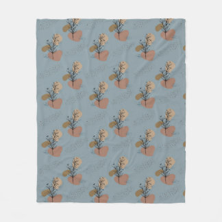 Boho Botanische Muster Mocha Mousse und Akzente Fleecedecke