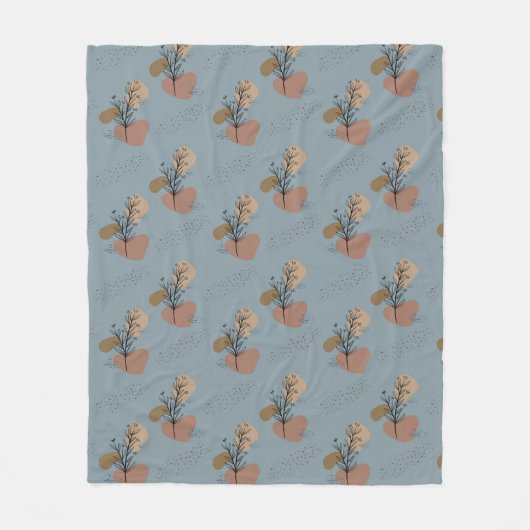 Boho Botanische Muster Mocha Mousse und Akzente Fleecedecke (Vorderseite)