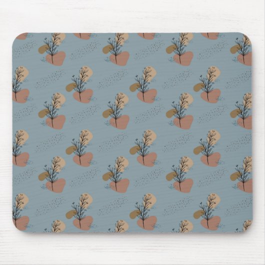 Boho Botanische Muster Mocha Mousse und Akzente Mousepad (Vorne)