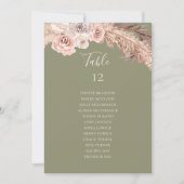 Boho botanische Oliven-Grüne Tischnummer (Vorderseite)