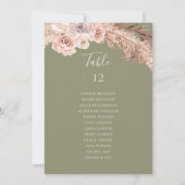 Boho botanische Oliven-Grüne Tischnummer (Rückseite)