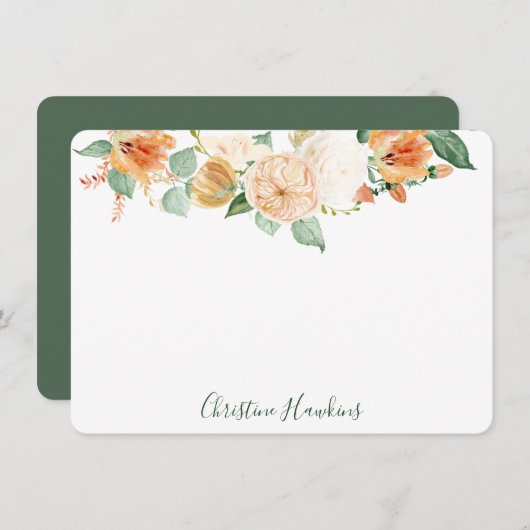 Boho Botanische Pfirsichfarbe Personalisiert Mitteilungskarte (Vorne/Hinten)