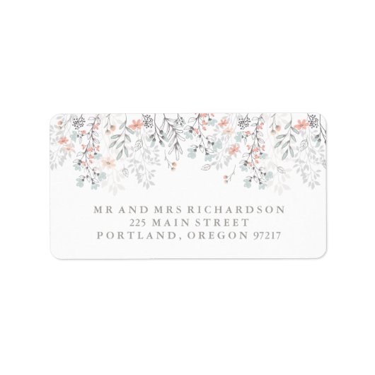 Boho Botanische Rustikale Hochzeit in Korallen und Adressaufkleber (Vorne)