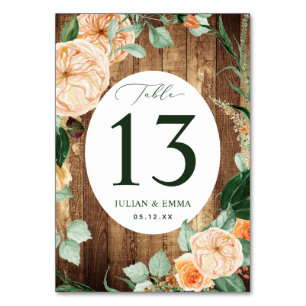 Boho Botanische Rustikale Holzgetreidevegetation C Tischnummer