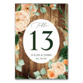 Boho Botanische Rustikale Holzgetreidevegetation C Tischnummer (Rückseite)