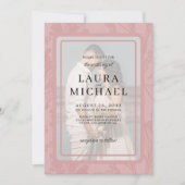 Boho botanische staubige Rose Rahmen Foto Hochzeit Einladung (Vorderseite)