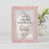 Boho botanische staubige Rose Rahmen Foto Hochzeit Einladung (Stehend Vorderseite)