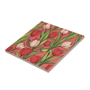 Boho Botanische Tulip Keramik Fliesen für die Wohn