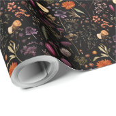 Boho Botanische Vintage Blume Muster Geschenkpapier (Rolleneckpunkt)
