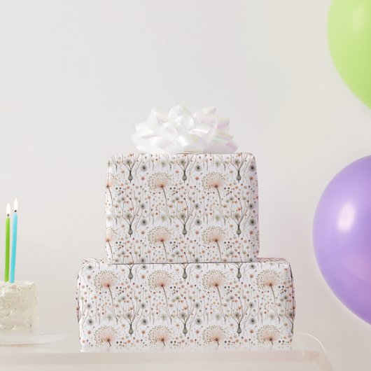 Boho Botanische Vintage Blume Muster Geschenkpapier (Partygeschenke)