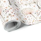 Boho Botanische Vintage Blume Muster Geschenkpapier (Rolleneckpunkt)