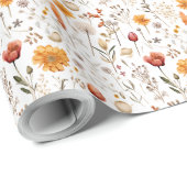 Boho Botanische Vintage Blume Muster Geschenkpapier (Rolleneckpunkt)
