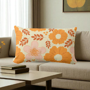 Boho Botanische Wasserfarbe Orange Gelbe Blüte Lendenkissen
