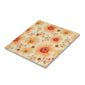 Boho Botanische Wasserfarbe Orangefarbene Creme Fliese (Seite)