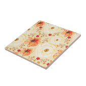 Boho Botanische Wasserfarbe Orangefarbene Creme Fliese (Seite)