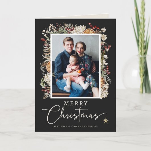 Boho Botanische Weihnachtskarte Karte (Vorderseite)