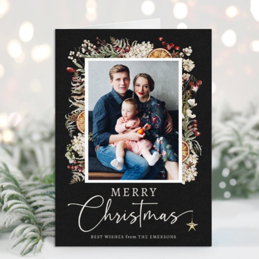 Boho Botanische Weihnachtskarte Karte