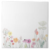 Boho Botanische Wildblume Keramik Tile Fliese (Vorderseite)