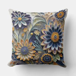 Boho Botanische Zentangle Blumenmuster Kissen