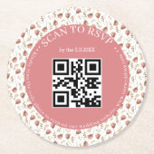 boho botanischen uAwg qr Code Hochzeit stilvoll Runder Pappuntersetzer (Vorderseite)