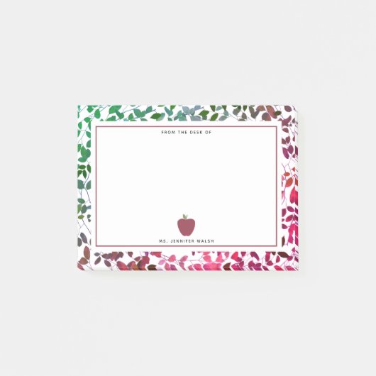 Boho botanischer Apple Lehrer Post-it Klebezettel (Vorderseite)