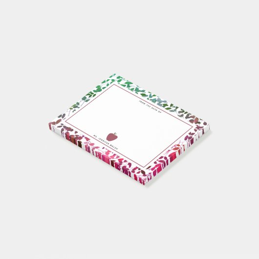 Boho botanischer Apple Lehrer Post-it Klebezettel (angewinkelt)