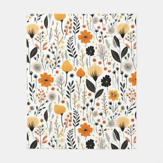 Boho Botanischer Blumenkohl Fleecedecke (Vorderseite)