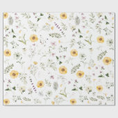 Boho Botanischer Frühlingsgarten Wildblume Geschenkpapier (Flach)