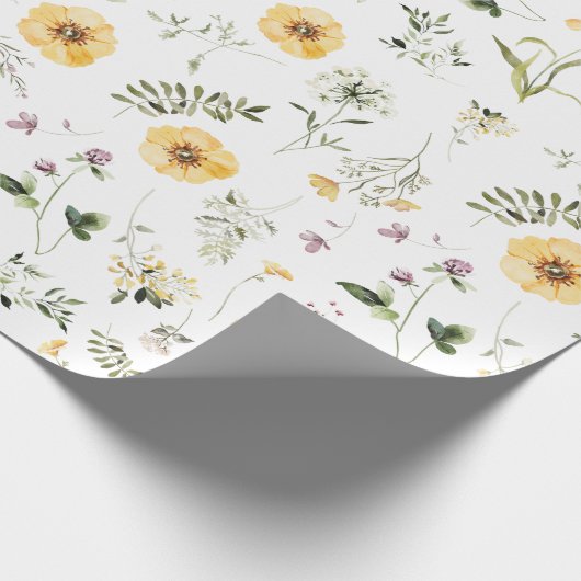 Boho Botanischer Frühlingsgarten Wildblume Geschenkpapier (Ecke)