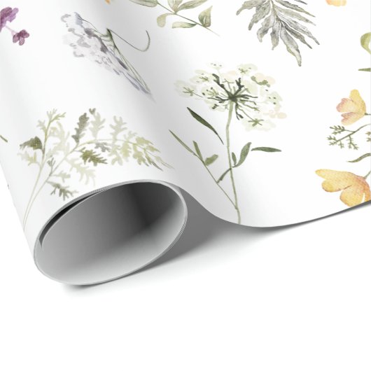 Boho Botanischer Frühlingsgarten Wildblume Geschenkpapier (Rolleneckpunkt)