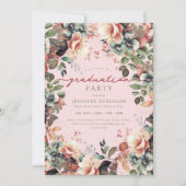 Boho Botanischer Garten Blumen Abschluss Rosa Einladung (Vorderseite)
