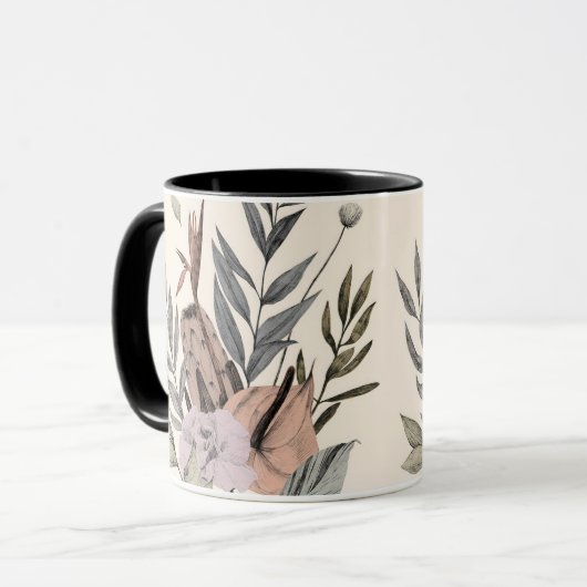 Boho Botanischer Garten Blumenbilder Tasse (Vorderseite Links)