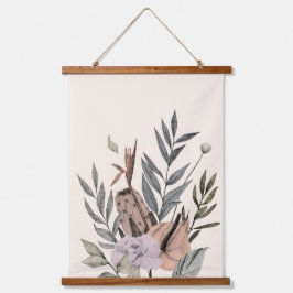 Boho Botanischer Garten Blumenbilder Wandteppich Mit Holzrahmen