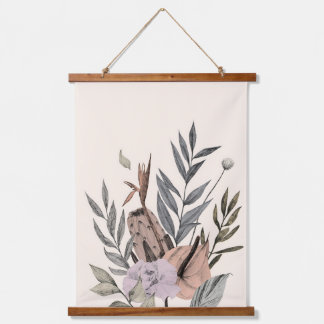 Boho Botanischer Garten Blumenbilder Wandteppich Mit Holzrahmen