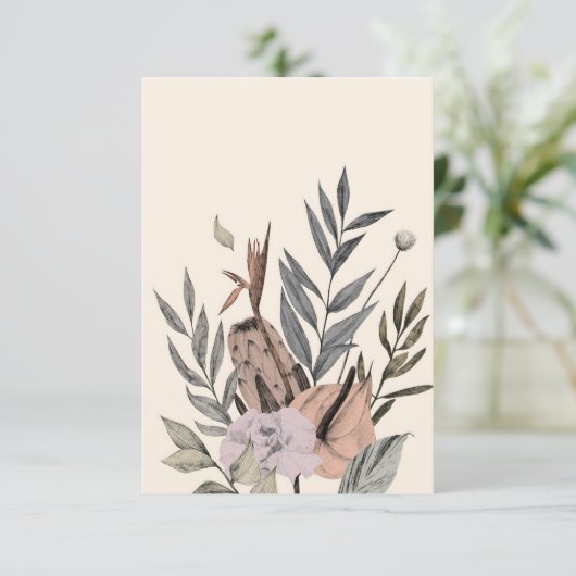 Boho Botanischer Garten - Illustration Dankeskarte (Stehend Vorderseite)