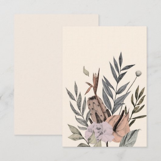 Boho Botanischer Garten - Illustration Dankeskarte (Vorne/Hinten)