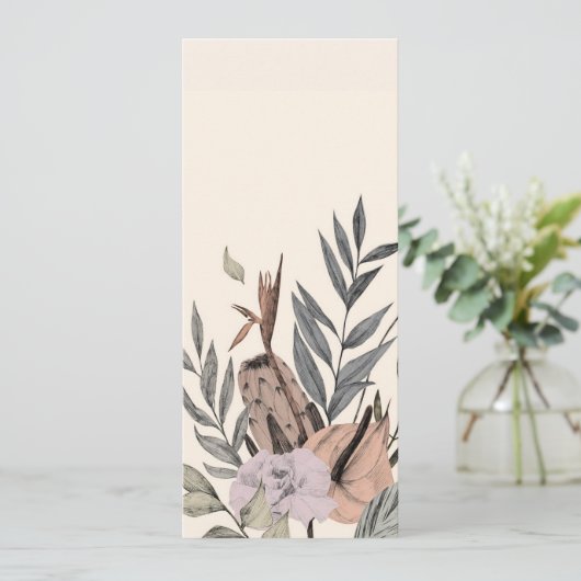 Boho Botanischer Garten - Illustration Einladung (Stehend Vorderseite)