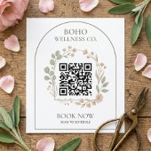 Boho Botanischer Gebogener QR-Code Quadrat Quadratische Visitenkarte