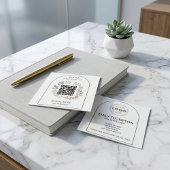 Boho Botanischer Gebogener QR-Code Quadrat Quadratische Visitenkarte