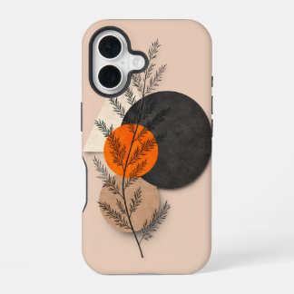 Boho-Botanischer Geometrischer Orange Schwarzer Ne iPhone 16 Hülle