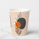 Boho-Botanischer Geometrischer Orange Schwarzer Ne Pappbecher (Rückseite)