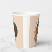 Boho-Botanischer Geometrischer Orange Schwarzer Ne Pappbecher (Rechts)