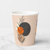 Boho-Botanischer Geometrischer Orange Schwarzer Ne Pappbecher (Vorderseite)