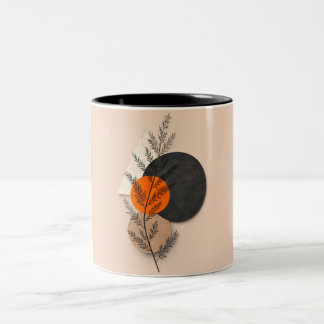 Boho-Botanischer-Geometrischer Orange-Schwarzer Ne Zweifarbige Tasse