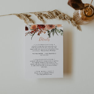 Boho Botanischer Herbst Blumenzettel Begleitkarte