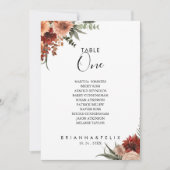 Boho Botanischer Herbst Tischnummer 1 Sitzplan (Vorderseite)