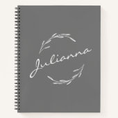 Boho Botanischer Kranz in Grau Personalisiert Notizblock (Vorderseite)