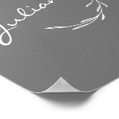 Boho Botanischer Kranz in Grau Personalisiert Poster (Ecke)
