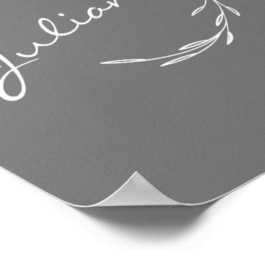 Boho Botanischer Kranz in Grau Personalisiert Poster (Ecke)