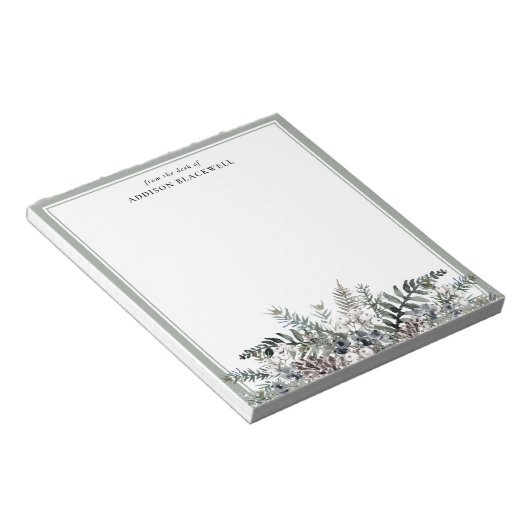 Boho Botanischer Winter Name Template Notepad Notizblock (angewinkelt)